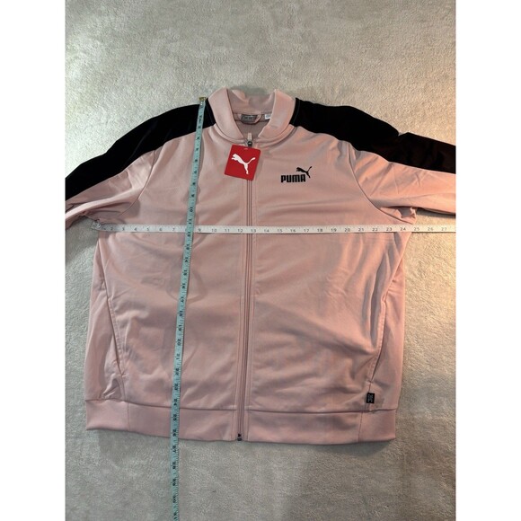 NWT PUMA Womens XL Rose Bomber Track Jacket Black Long Coat Zipper Pockets - Picture 3 of 7